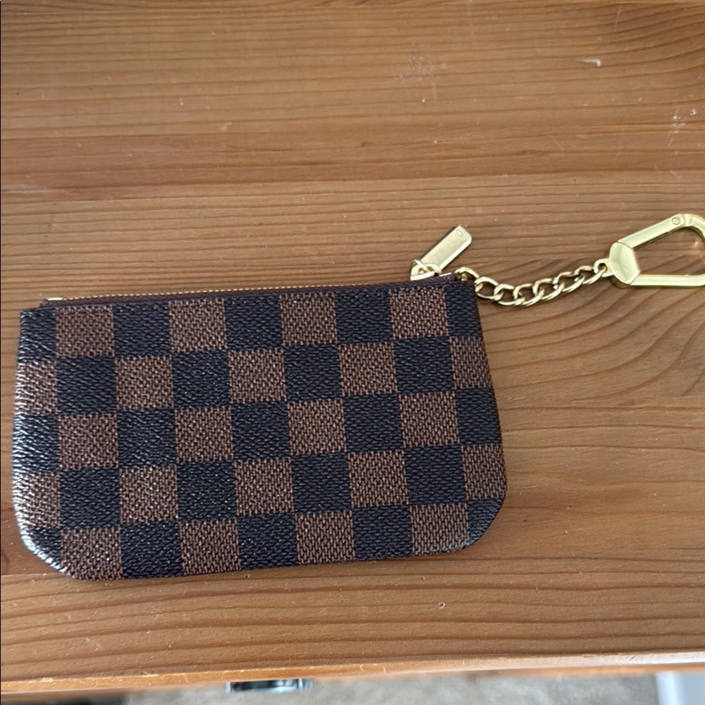 Checkered Brown and Black Key Pouch